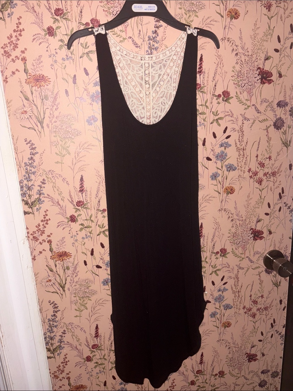 Heart Hips Black Maxi Dress with Cream Lace Back